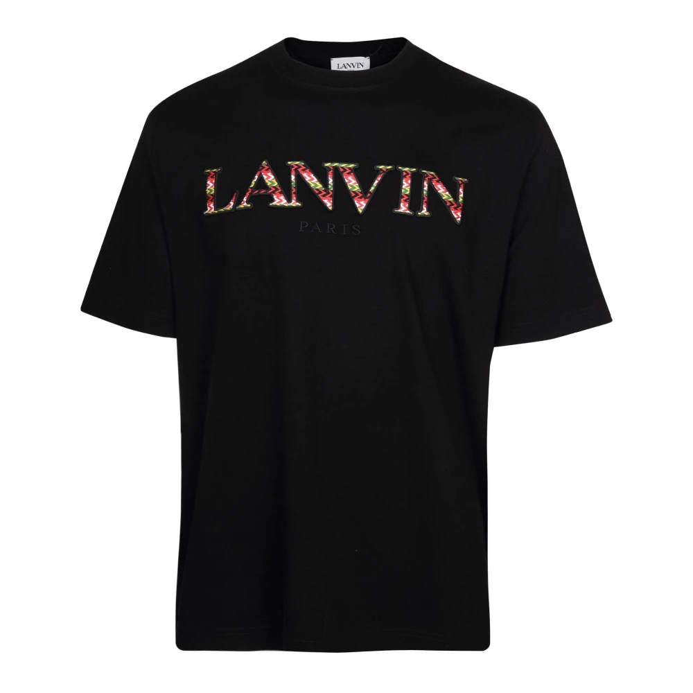 Lanvin Zwart Katoenen T-Shirt met Logo Black Dames