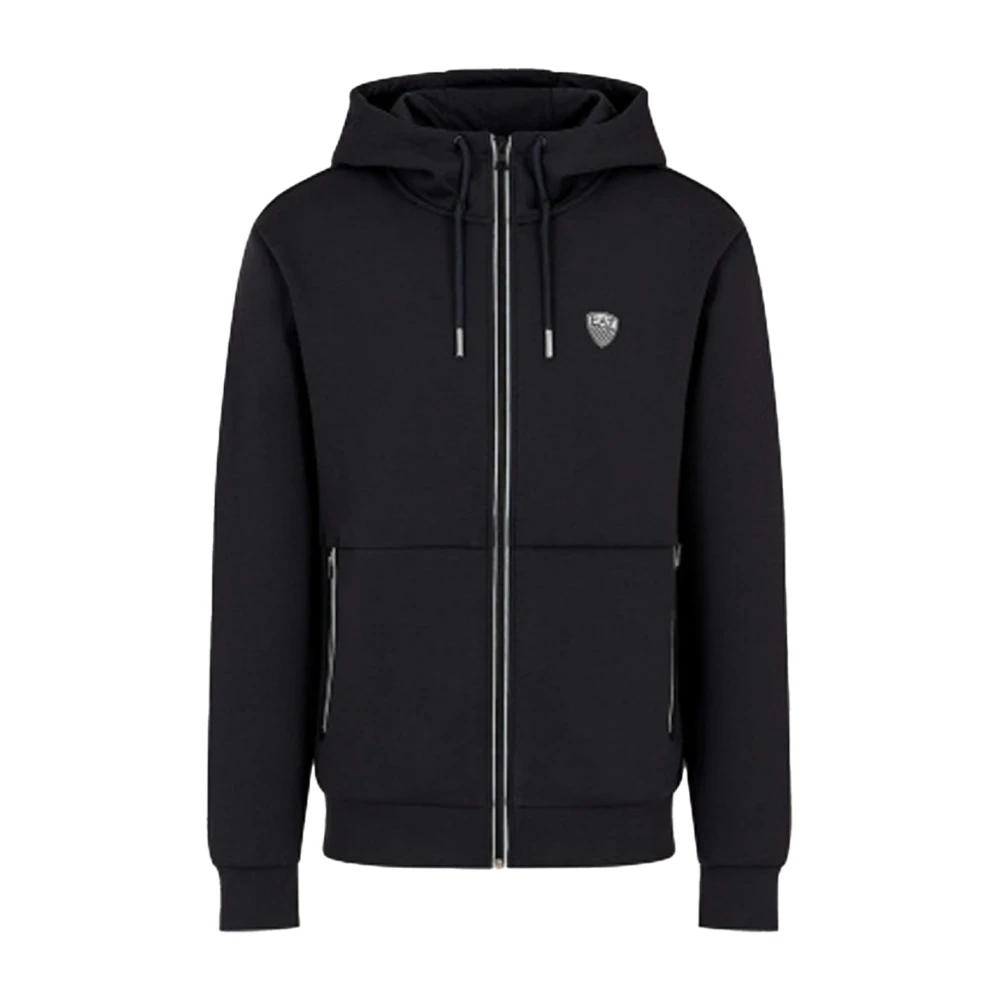 Emporio Armani EA7 Hoodie met rits Patch Logo Blue Heren