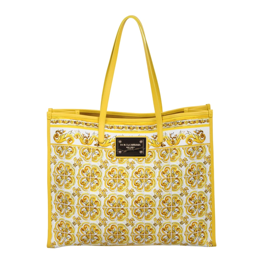 Dolce & Gabbana Majolica Tiles Shopper Tassen Yellow Dames