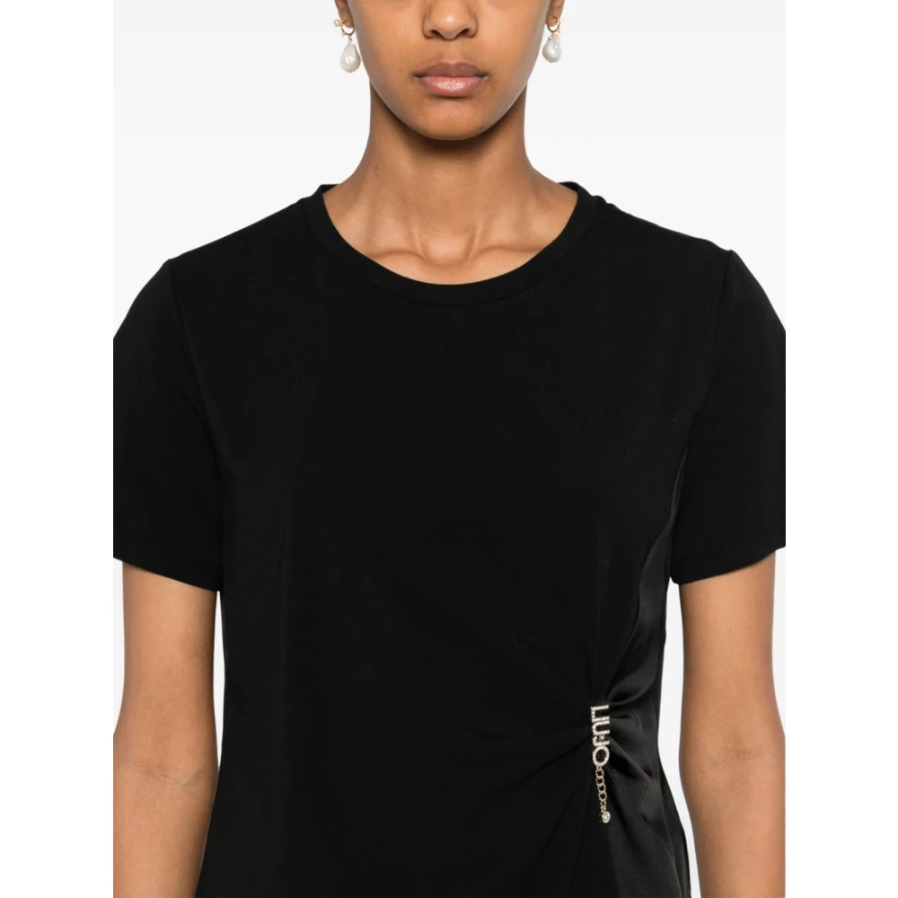 Liu Jo Zwart Jersey Crew Neck T-shirt Black Dames