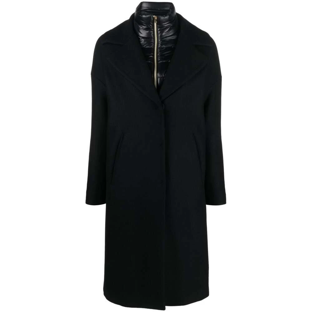 Herno Zwarte wollen mantel Black Dames