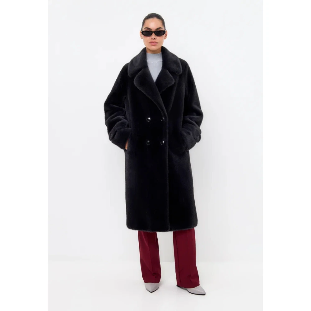 Cesare Gaspari Dubbelknoops Nepbontjas Miriam Zwart Black Dames