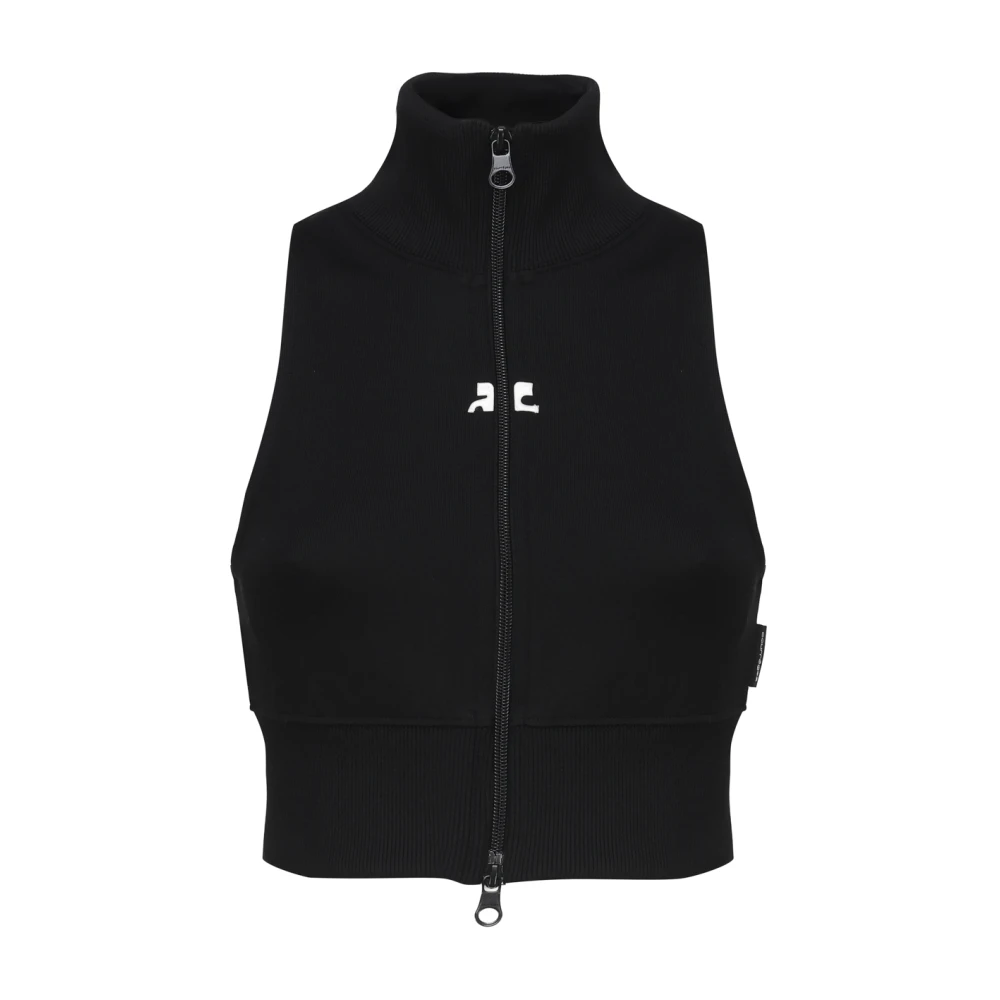 Courrèges Zwarte Cropped Vest Interlock Tracksuit Black Dames