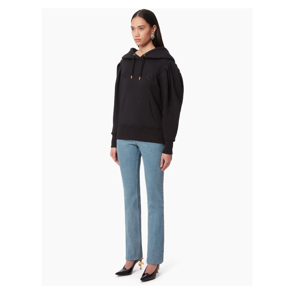 Nina Ricci Zwarte Hoodie met Geplooide Mouwen Black Dames
