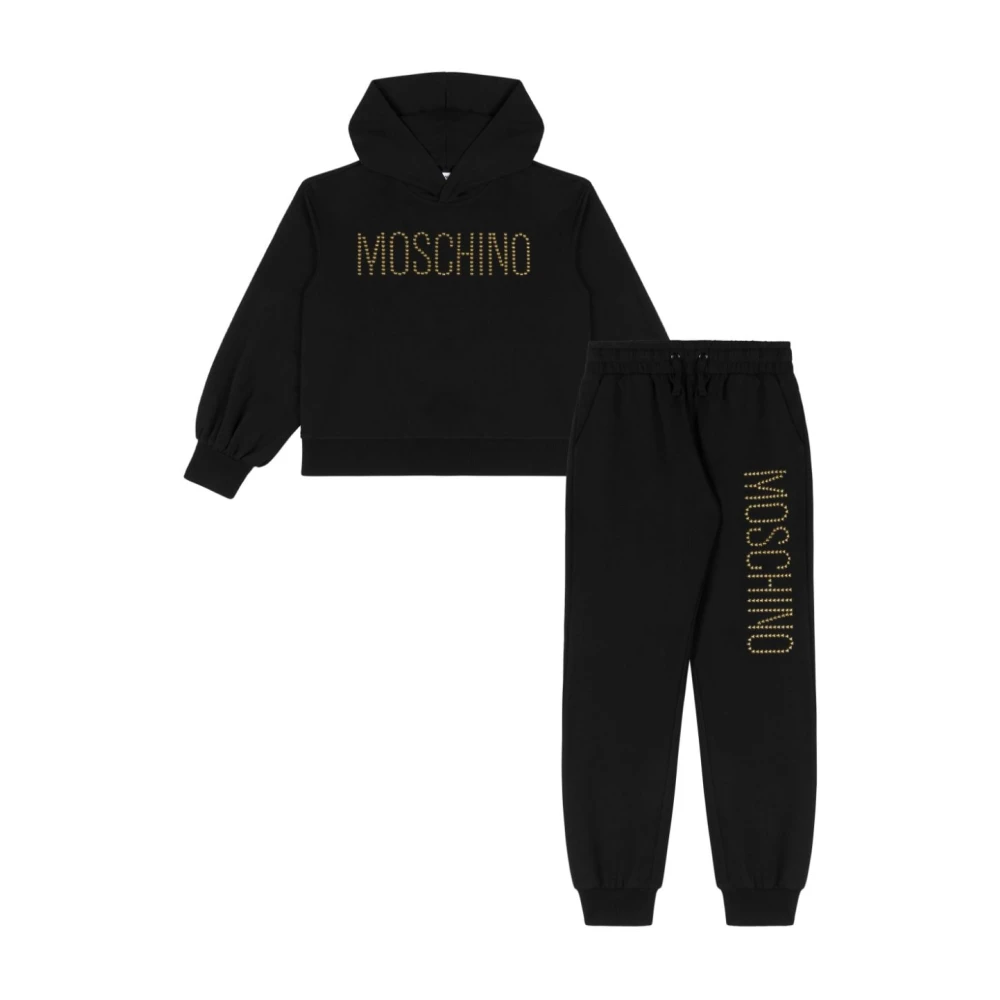 Moschino Svart Logo Hoodie och Track Pants Black, Flicka