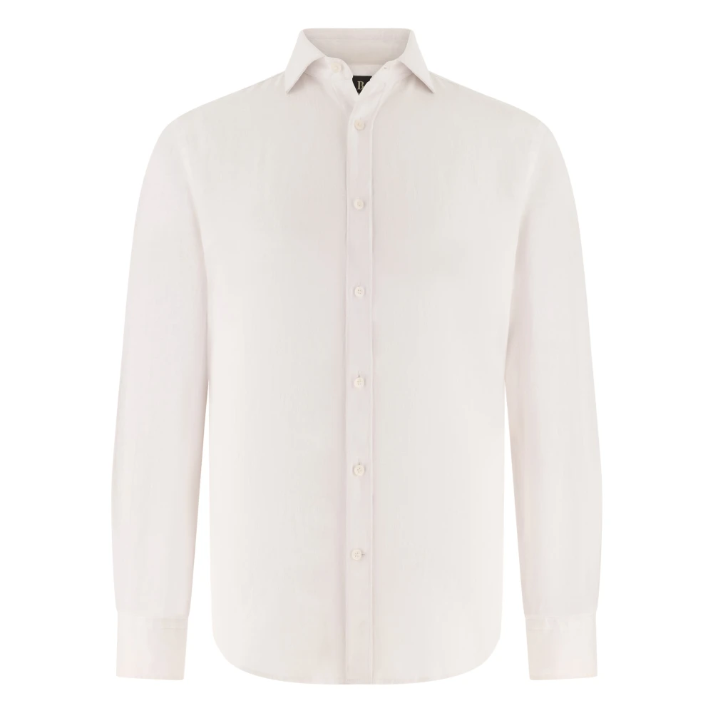 Boggi Milano Uomo Bianco - Camicia Regular Fit In Lino - Shirts - 3XL