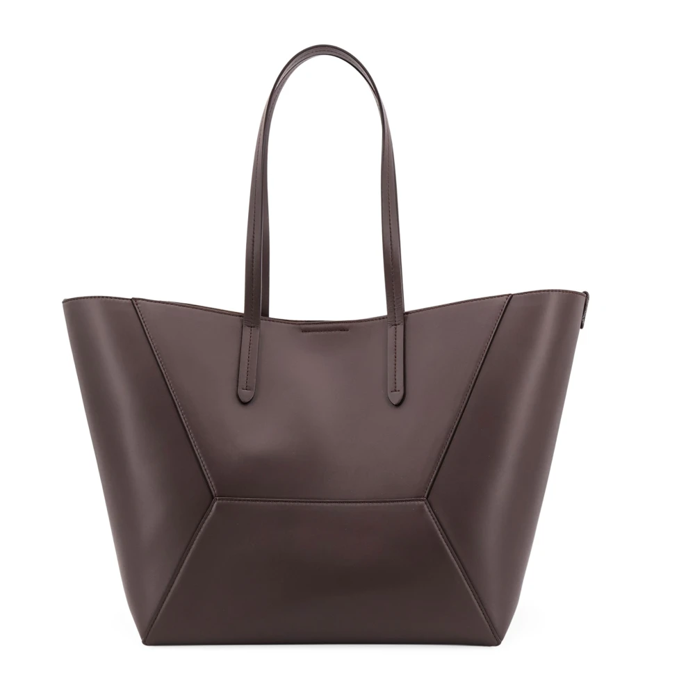 BRUNELLO CUCINELLI Leren schoudertas met iconische juweel Brown Dames