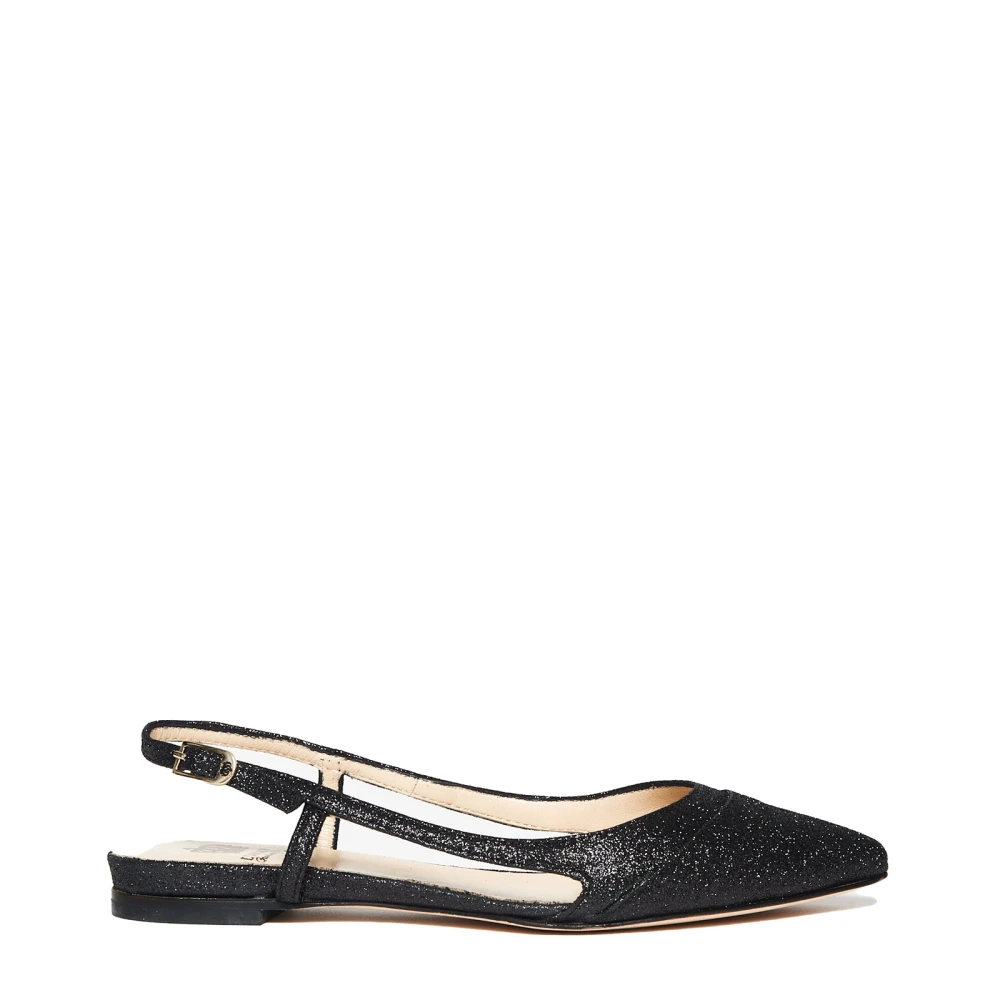 L'arianna Glitter läder svart slingback skor Black, Dam