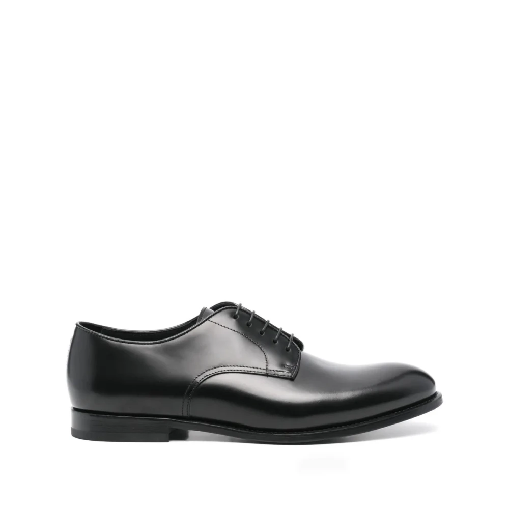 Doucal's Zwarte Geborsteld Leren Derby Schoenen Black Heren