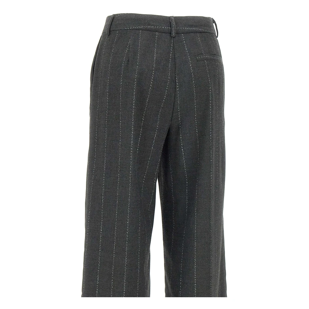Kaos Grijze Viscosebroek met Lurex-draden Gray Dames