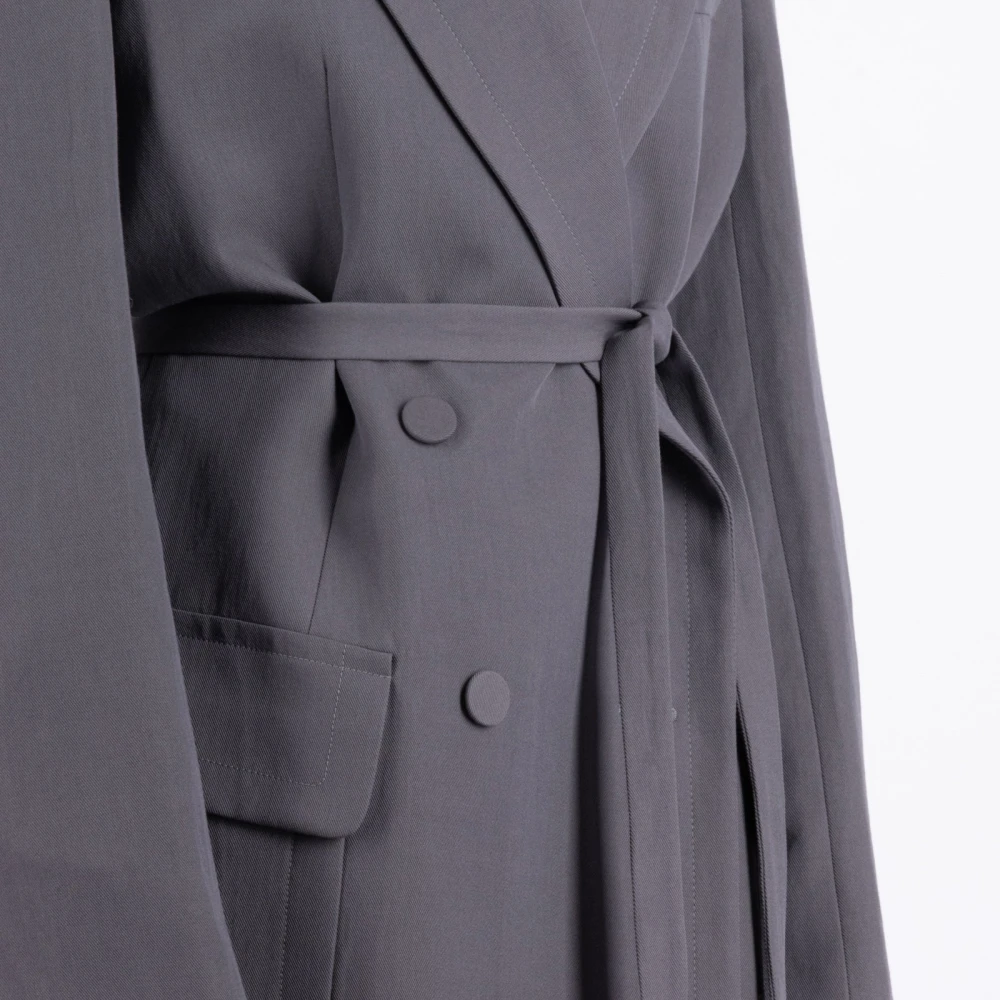 Dries Van Noten Talpa Wollen Jas Gray Dames