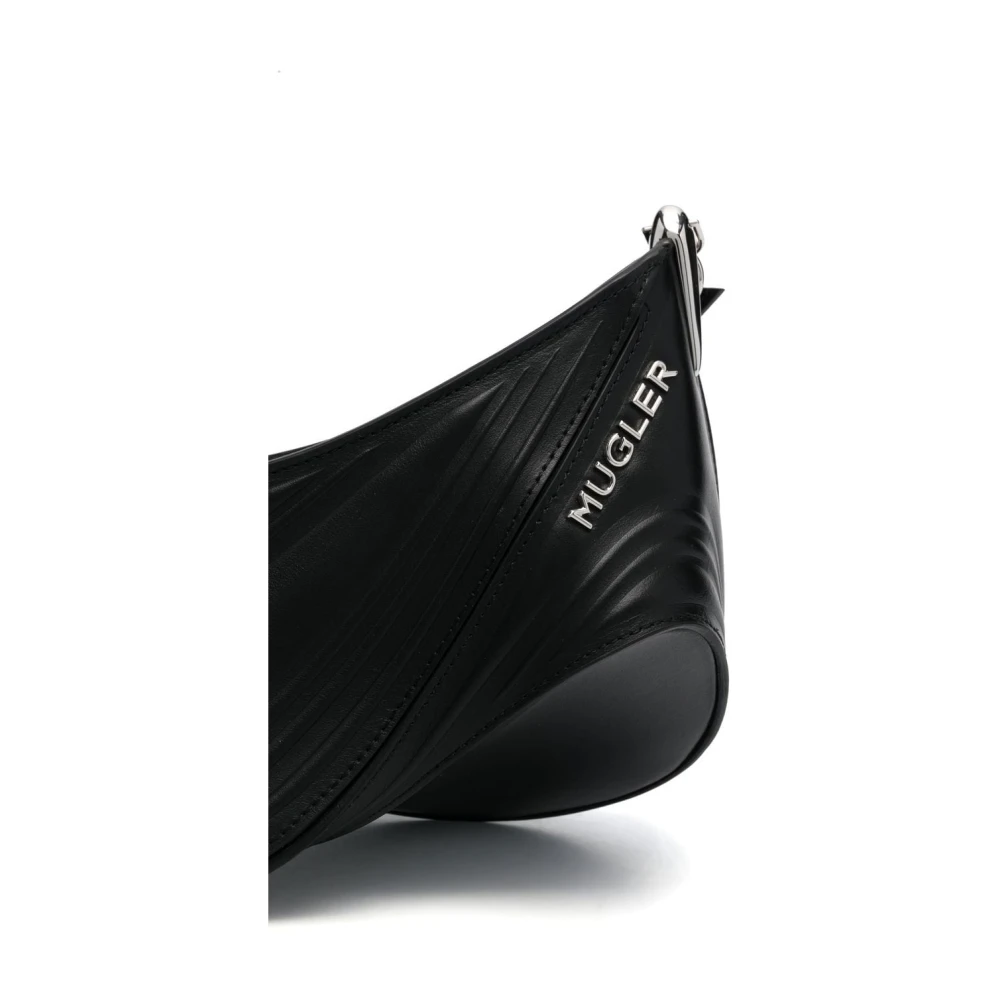 Mugler Zwarte Spiral Curve Geëmbosseerde Crossbody Tas Black Dames