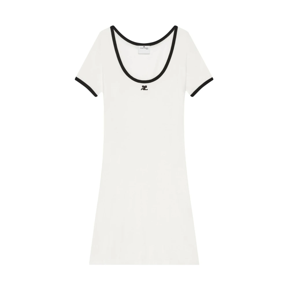 Courrèges Witte Logo Geborduurde Scoop Neck Jurk White Dames