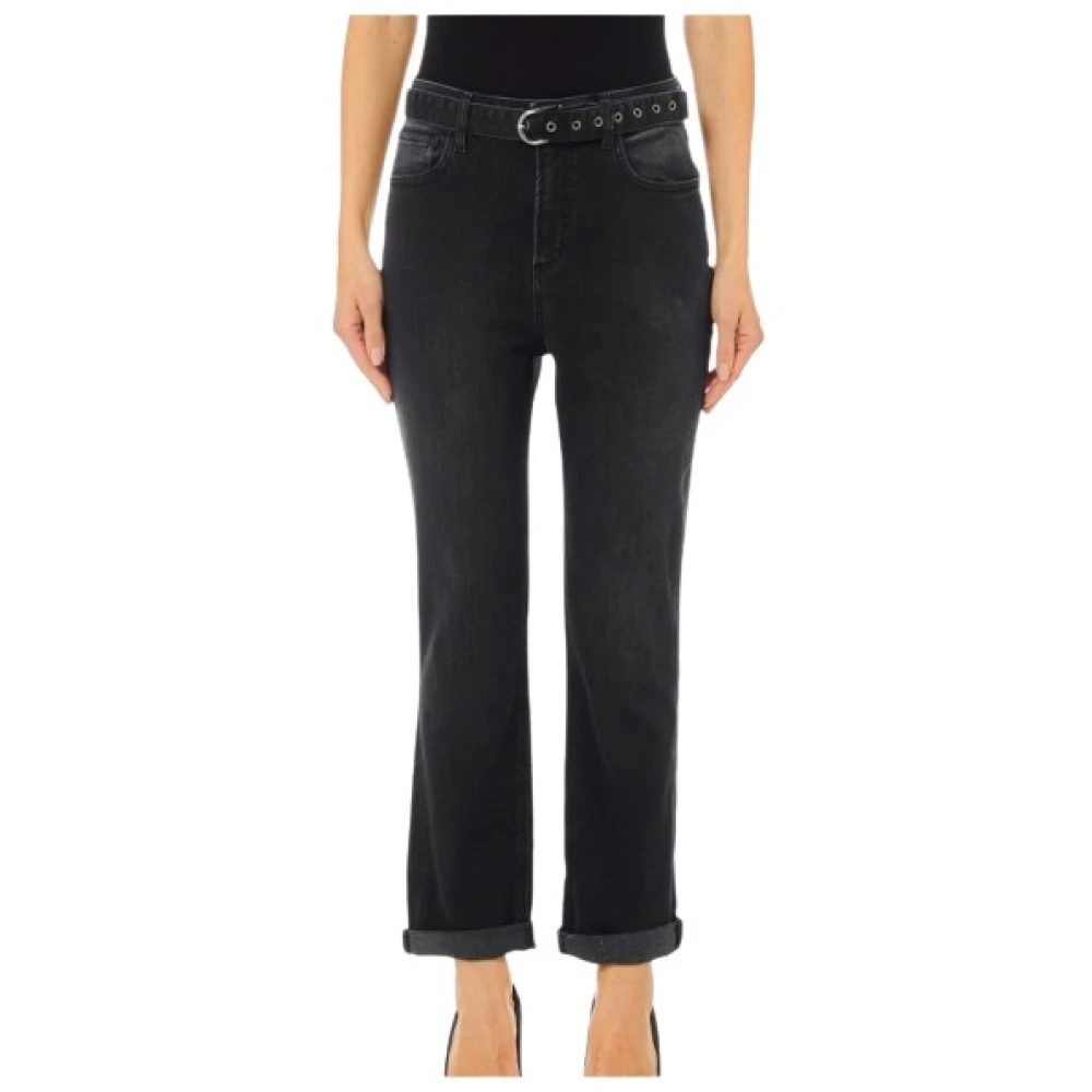 Liu Jo Hoge taille losse pasvorm enkel jeans Black Dames