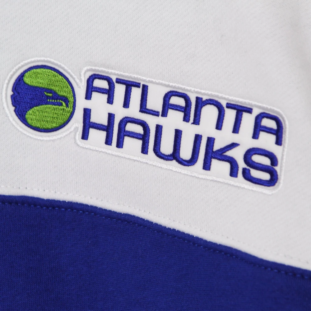 Mitchell & Ness HoodieBA Fusion Fleece 2.0 Hardwood Classics Atlhaw Blue Heren