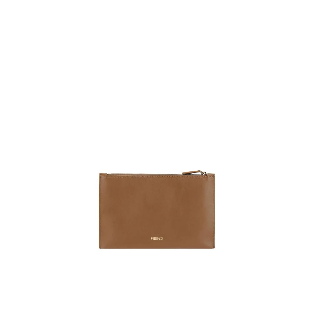 Versace Medusa Head Leren Pouch Tas Brown Dames