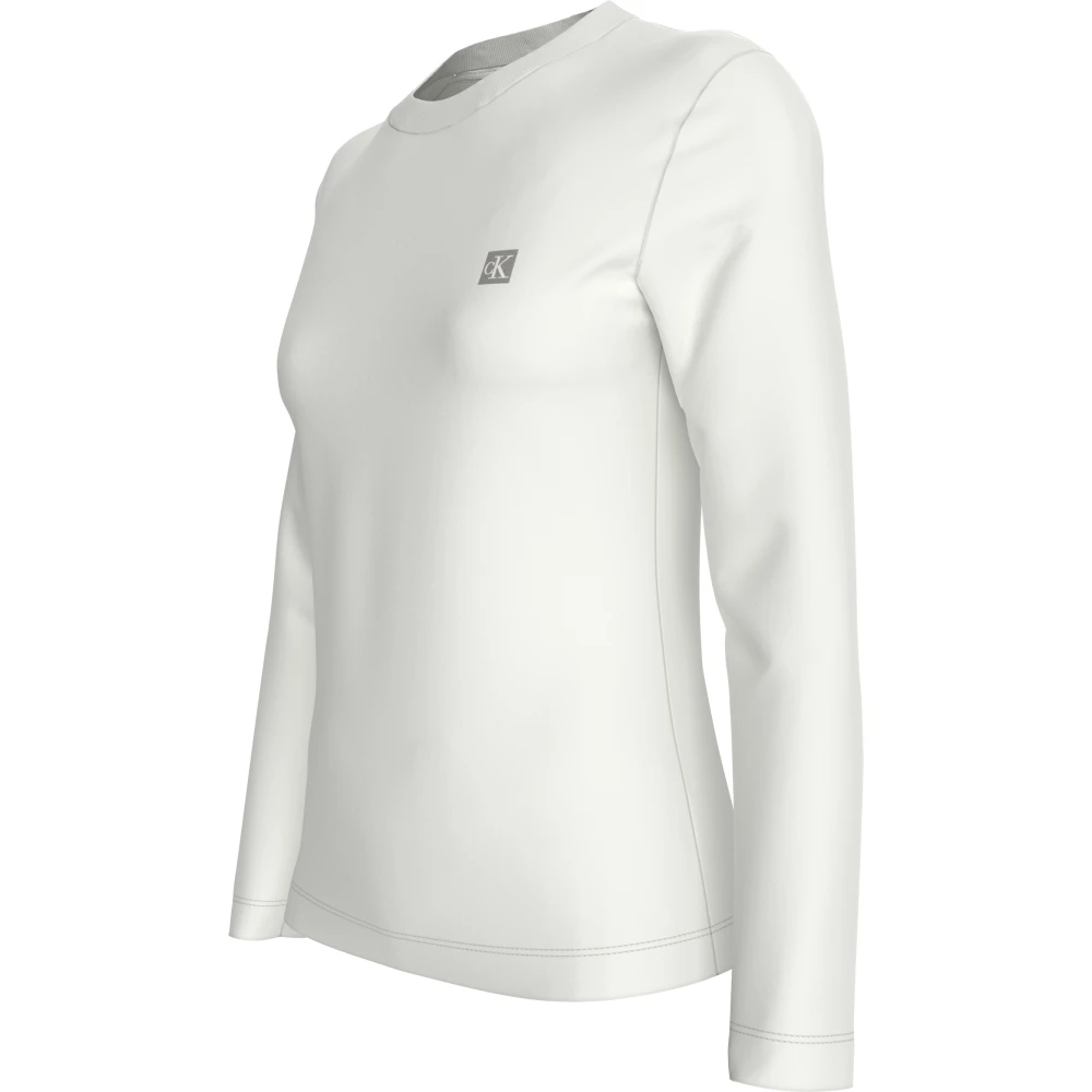 Calvin Klein Witte Sweater Ronde Hals Katoen Regular Fit White Dames