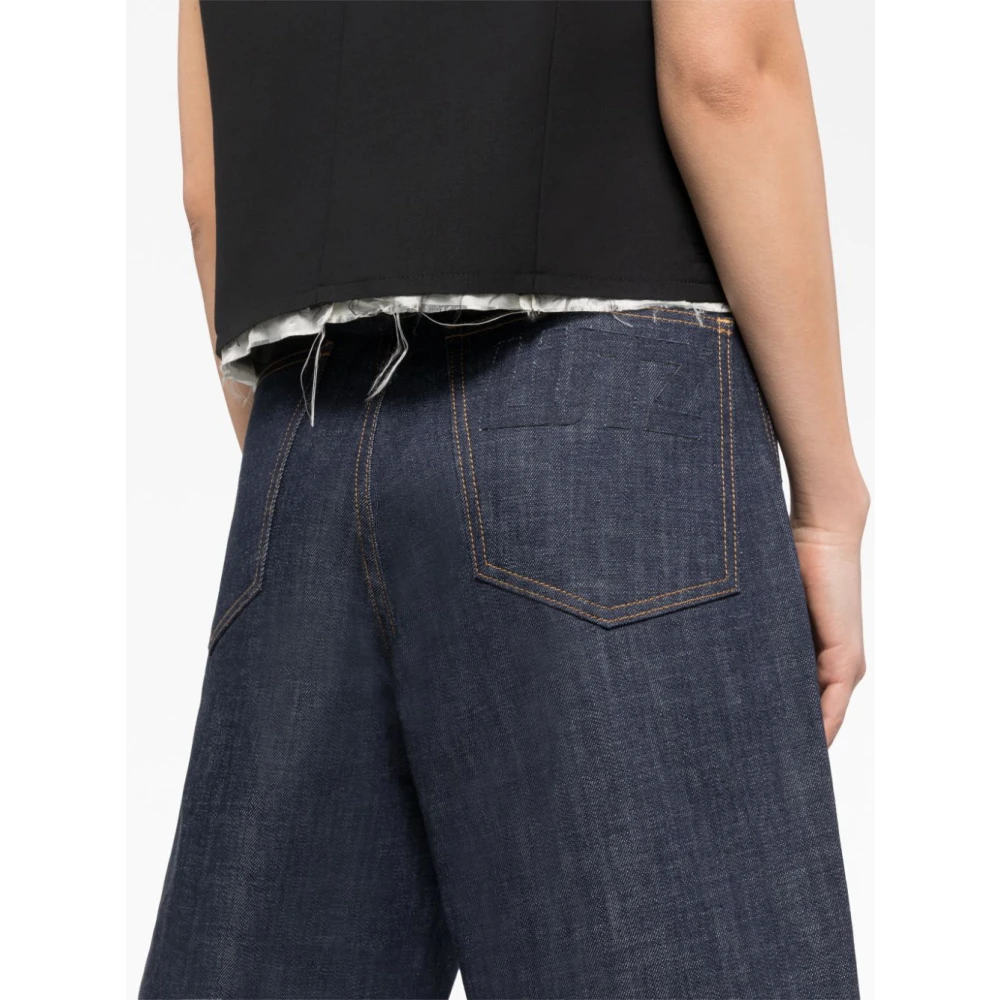 AZ Factory Oversized Denim Jeans met Kristal Knoop Blue Dames