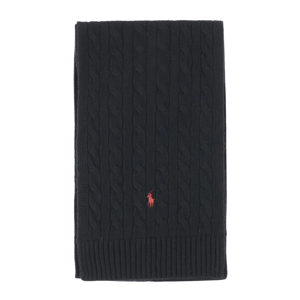 Polo Ralph Lauren Geborduurde Wollen Sjaal Black Heren
