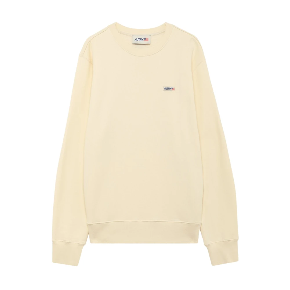 Autry Logo Patch Jersey Sweatshirt Lichtgewicht Crew White Dames