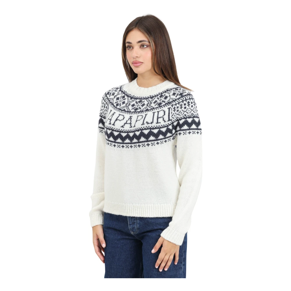 Napapijri Witte Retro Jacquard Trui White Dames