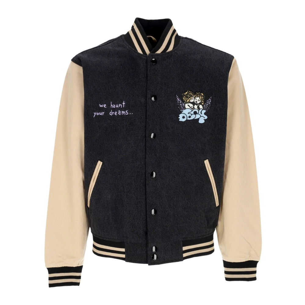 Obey Denim Varsity Jacka Lätt College Stil Black, Herr