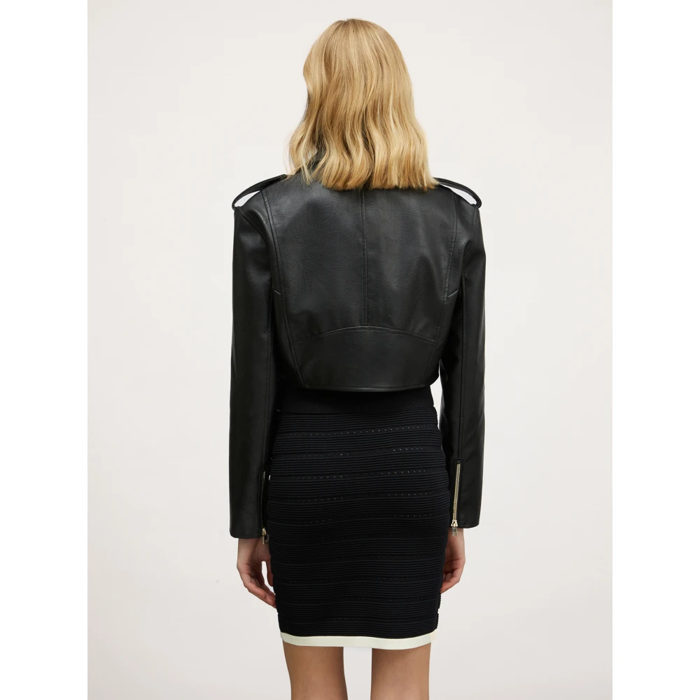 Motivi Korte Bikerjack in 80's Stijl Black Dames
