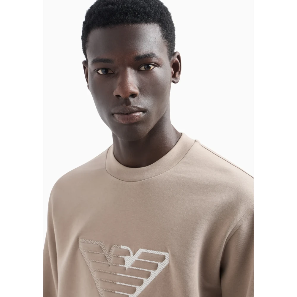 Emporio Armani Logo Accent Sportieve Trui Beige Heren