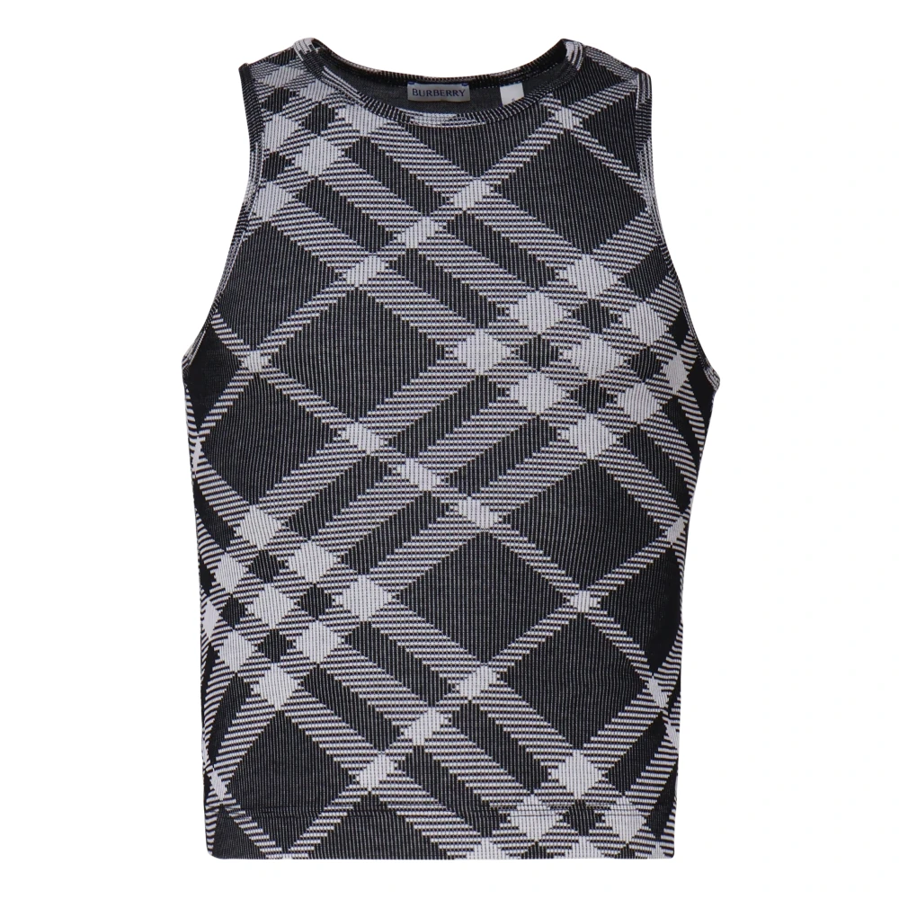 Burberry Vintage Check Print Sleeveless Sweater Gray Heren