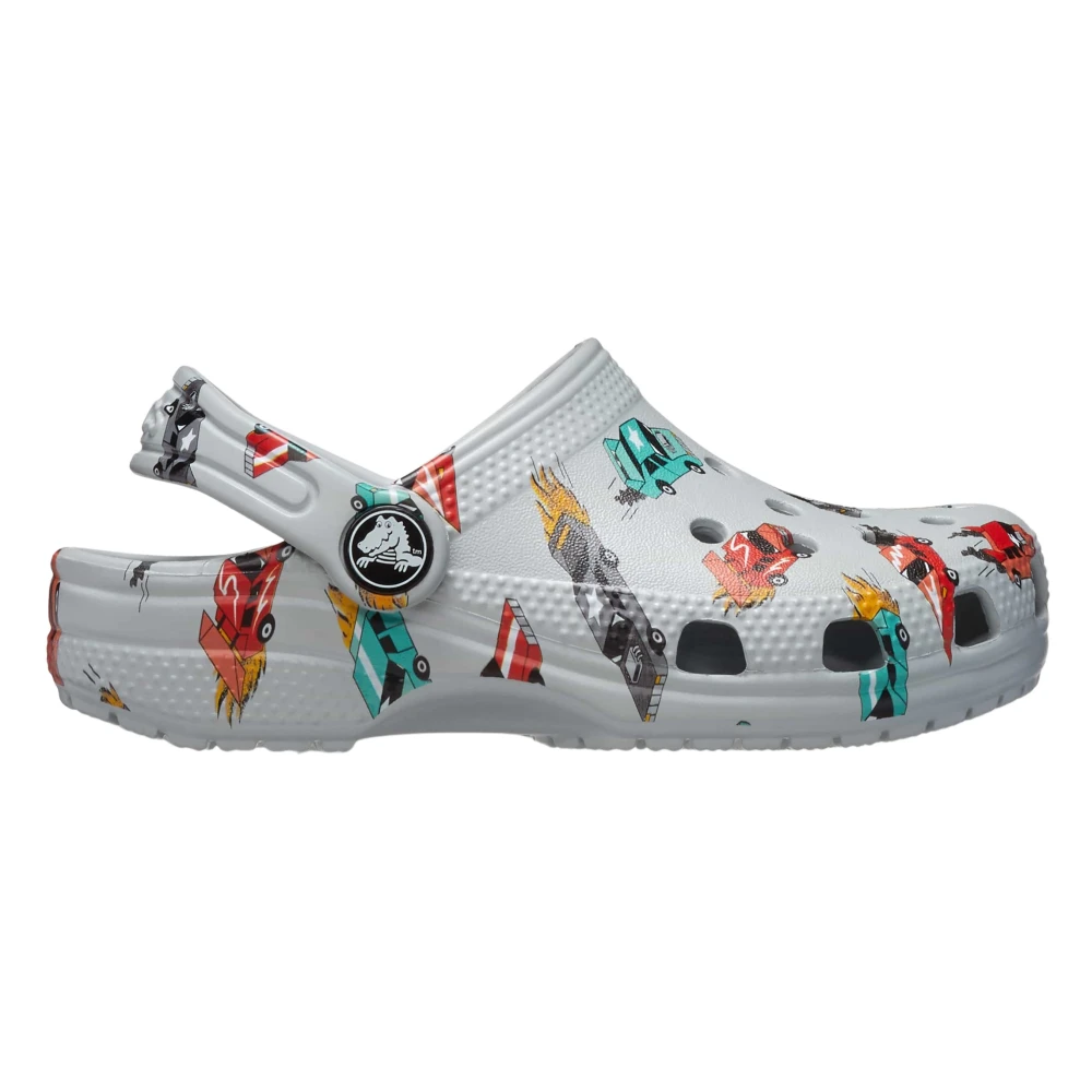 Crocs Gray Race Cars Graphic Clog In Grey - Male - Kids Sandals - 22 Eu - Kids