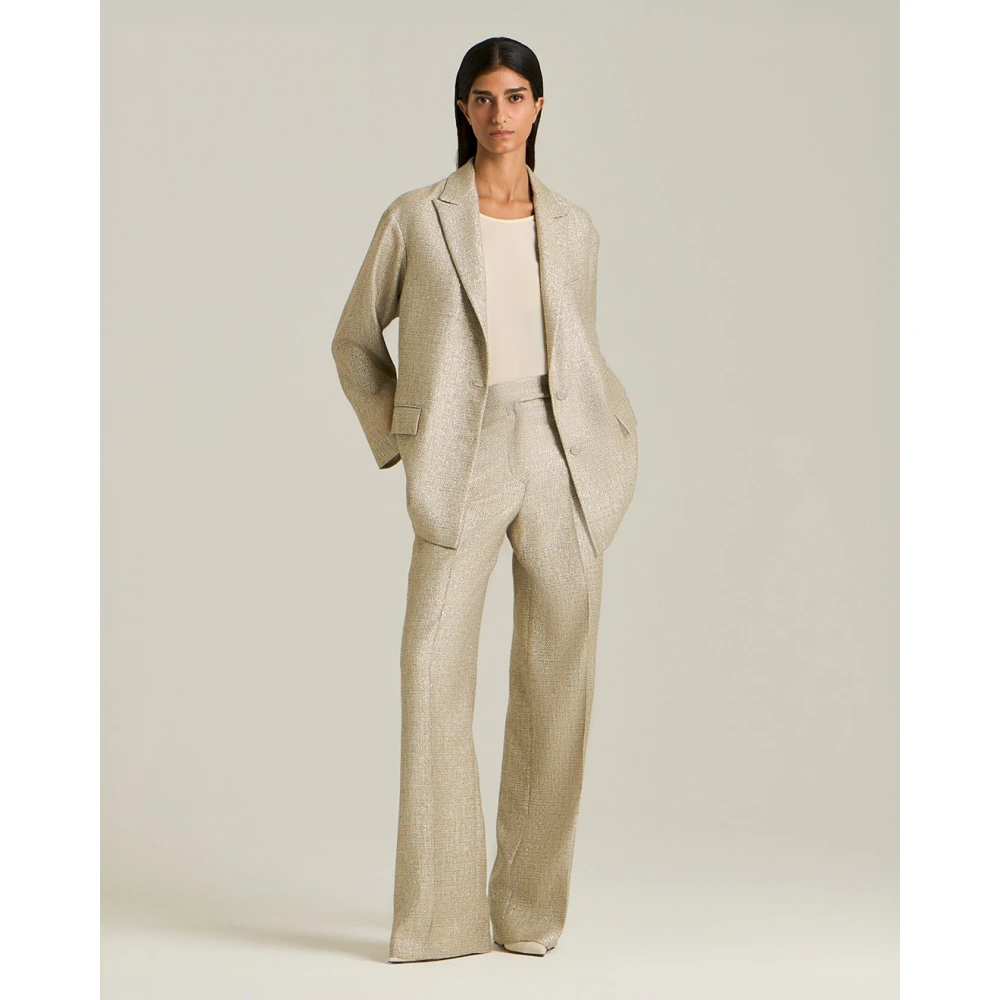 Kiton Lamé Effect Viscose Jas Beige Dames