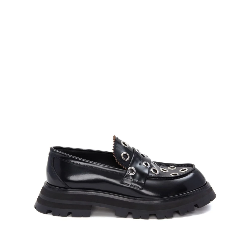 Alexander McQueen Wander Eyelet Loafers - Stiliga platta skor Black, Dam