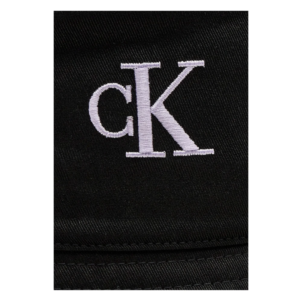 Calvin Klein Jeans Monogram Embro Bucket Hat Herfst Winter Collectie Black Dames
