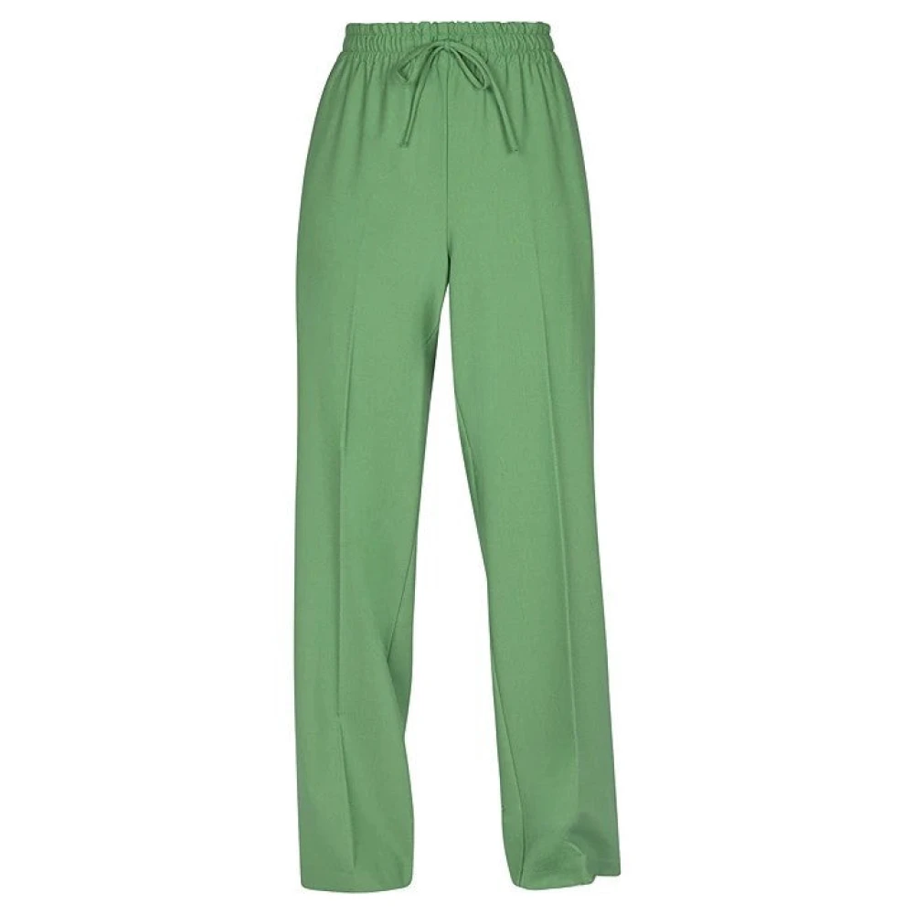 Ottod'Ame Wijde broek van wolmix met elastische taille Green Dames