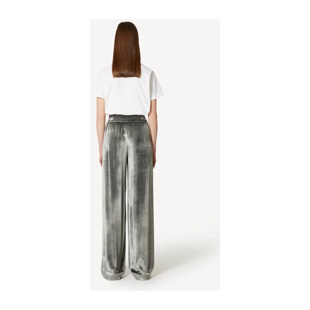 RED Valentino Loszittende Liquid Velvet Broek Gray Dames