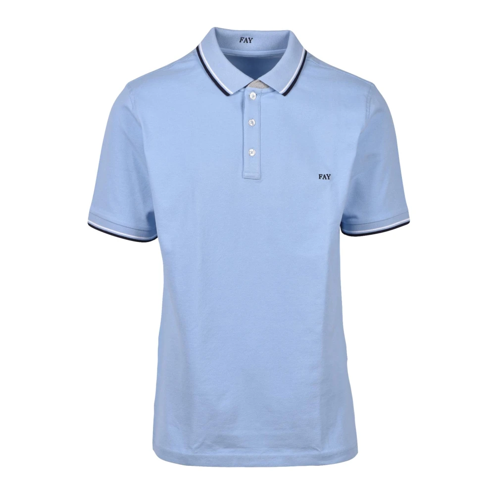 Fay Katoen Elastaan Polo Shirt Blue Heren