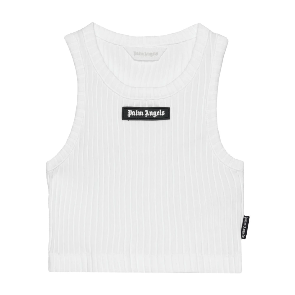 Palm Angels Girls White Logo Ribbed Tank Top - Kids Sleeveless Tops - 13 Y - Kids