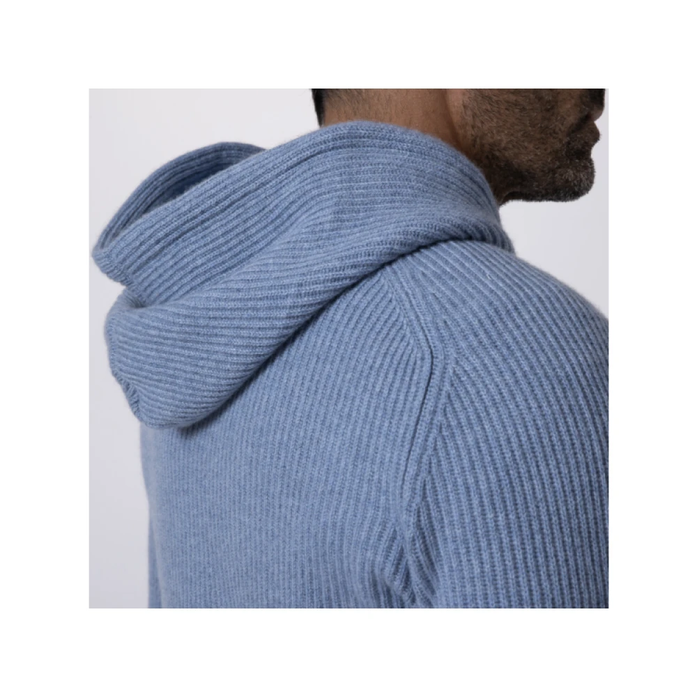 Gran Sasso Blauwe Cashmere Hooded Sweatshirt Blue Heren