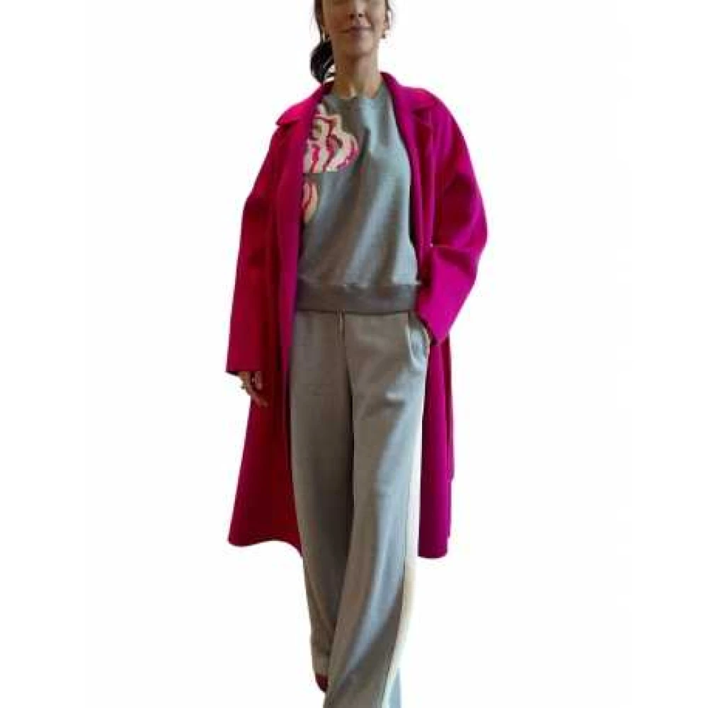 Essentiel Antwerp Fuchsia double-breasted jas met riem Pink Dames