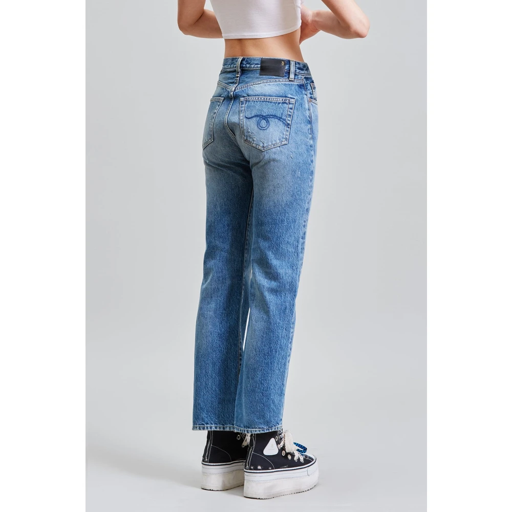 R13 Slim Jasper Jeans met Frayed Details Blue Dames