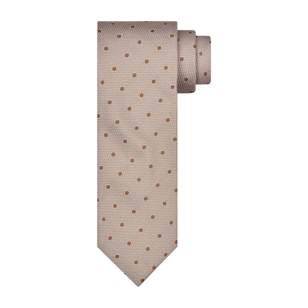 Profuomo Zijden Geweven Beige Stropdas Beige Heren