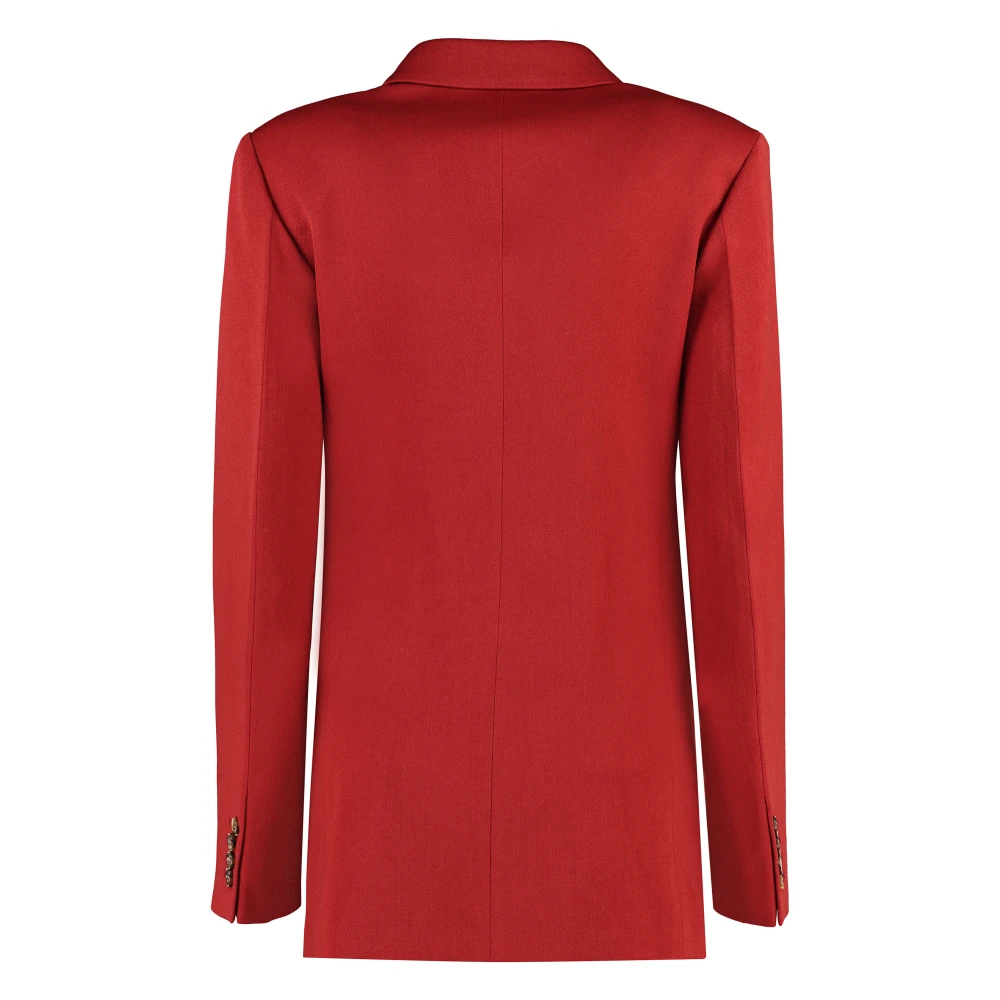 Victoria Beckham Dubbelrijige Wollen Blazer Red Dames
