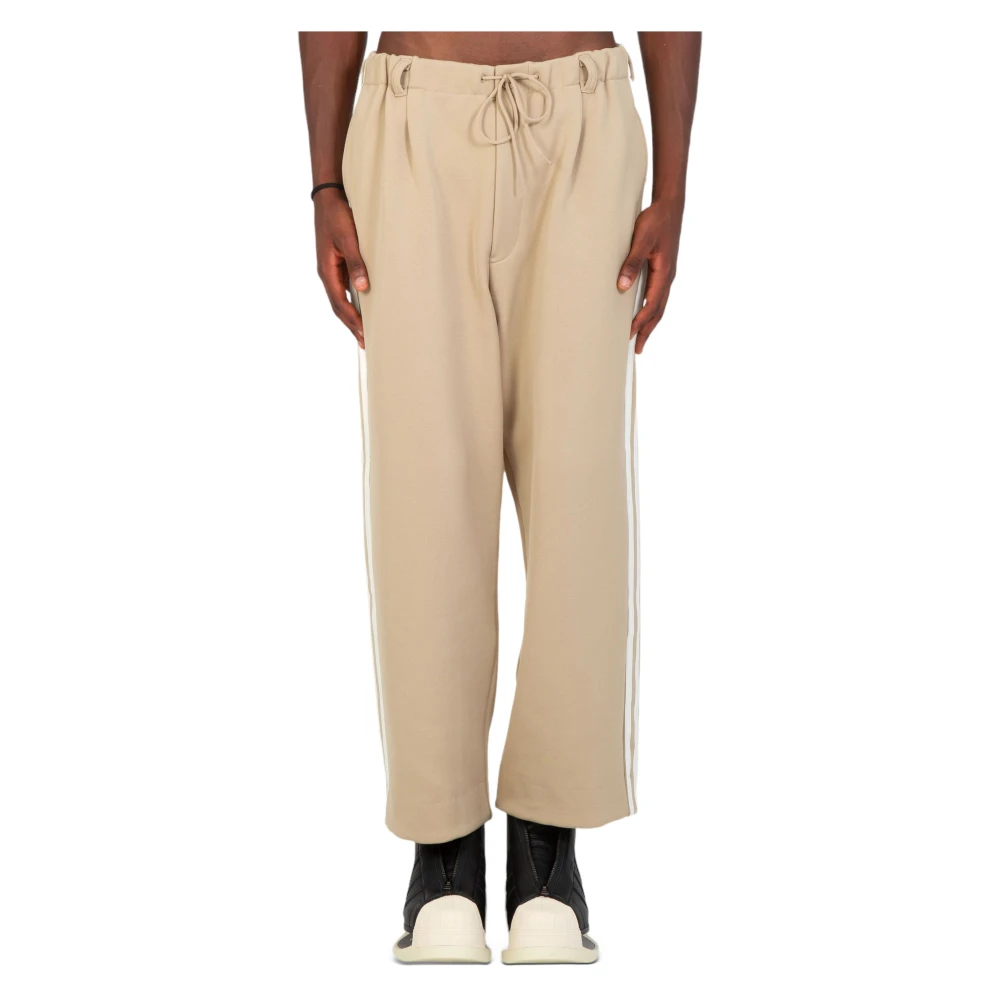 Y-3 Dikke track pants met 3 strepen Beige Heren