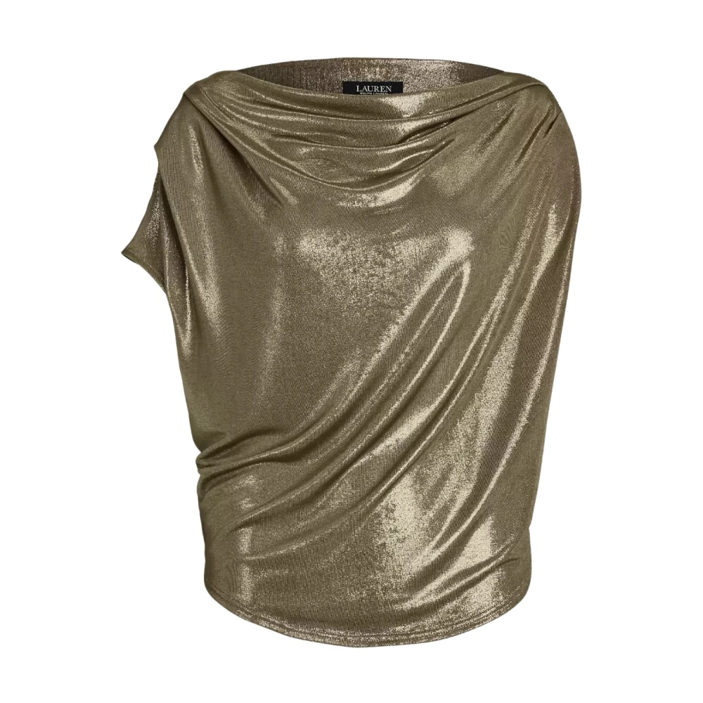 Ralph Lauren Gedrapeerde Glanzende Top Yellow Dames