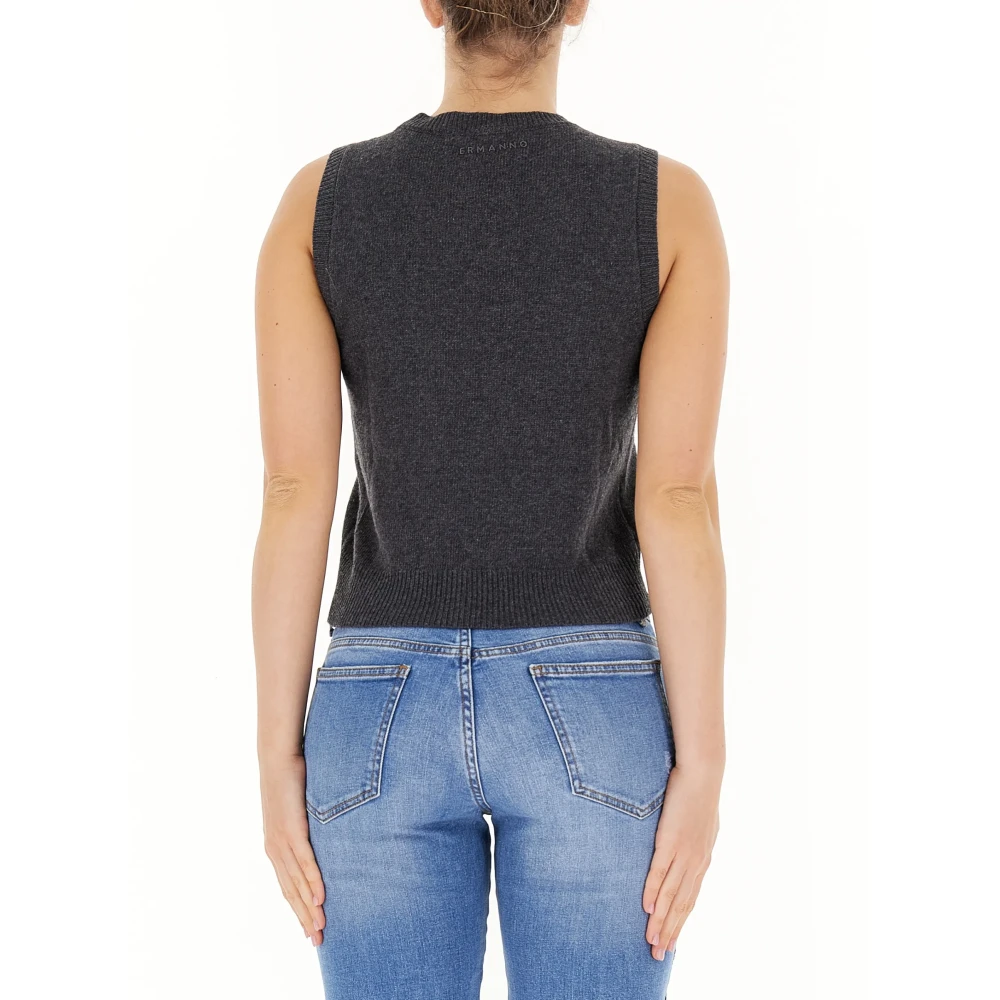 Ermanno Scervino Paillet Wol Gilet Jas Gray Dames