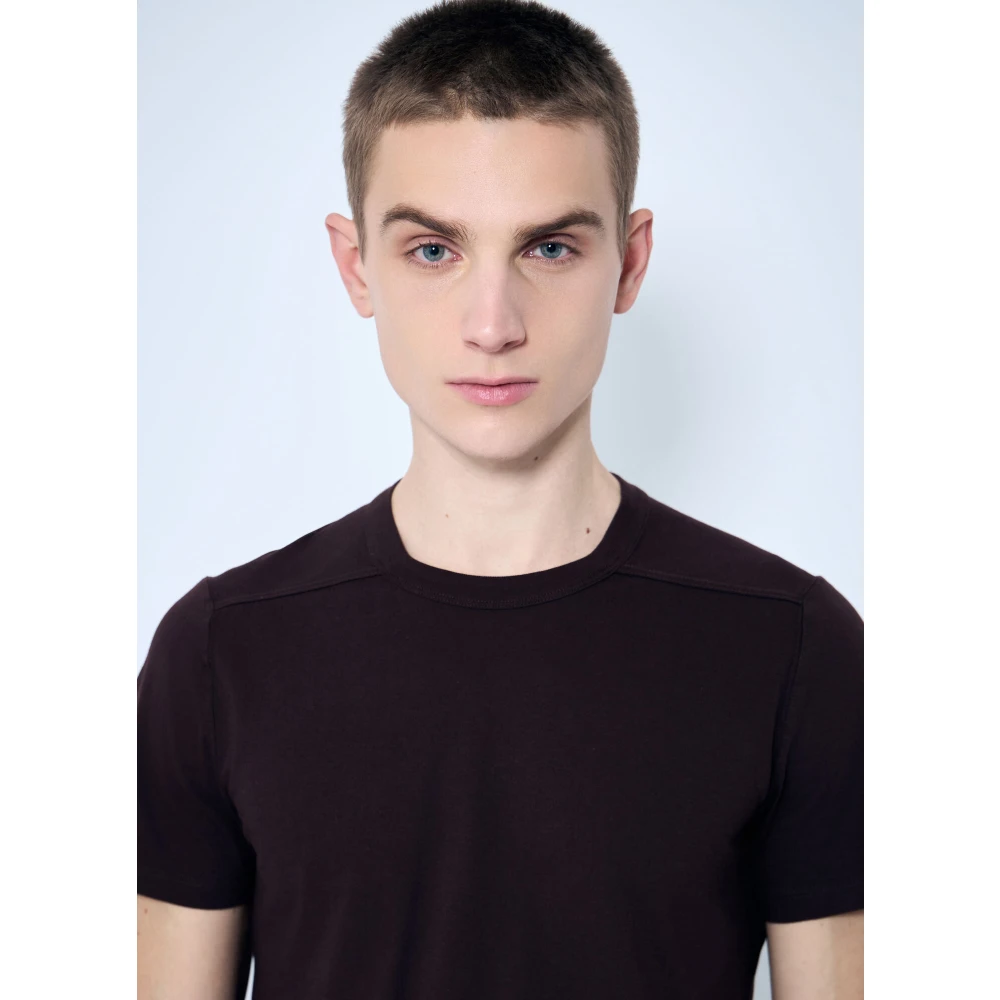 Rick Owens Double-Layer Katoen Jersey Crewneck T-Shirt Brown Heren