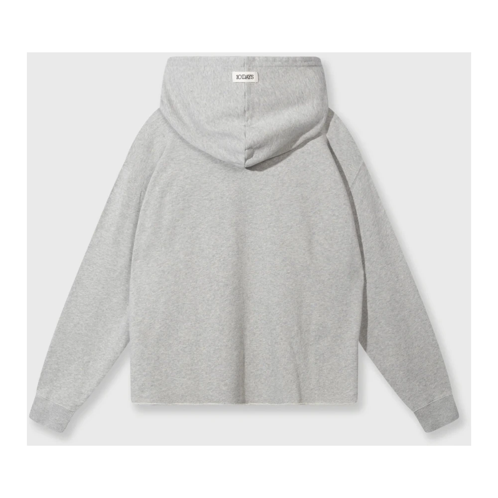 10Days Oversized Hoodie met Baseball Logo Borduursel Gray Dames