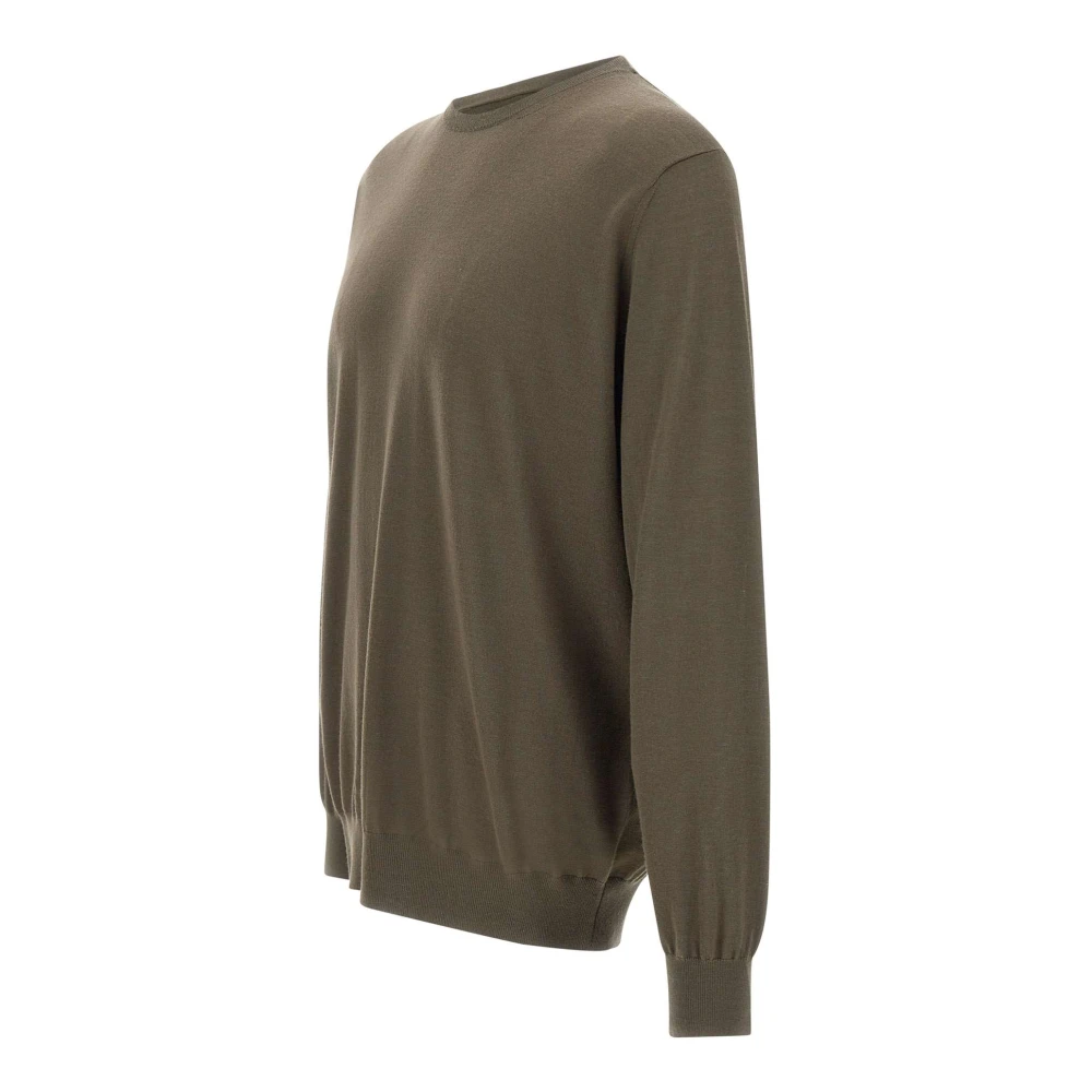 Kangra Bruine wollen trui met ronde hals Brown Heren