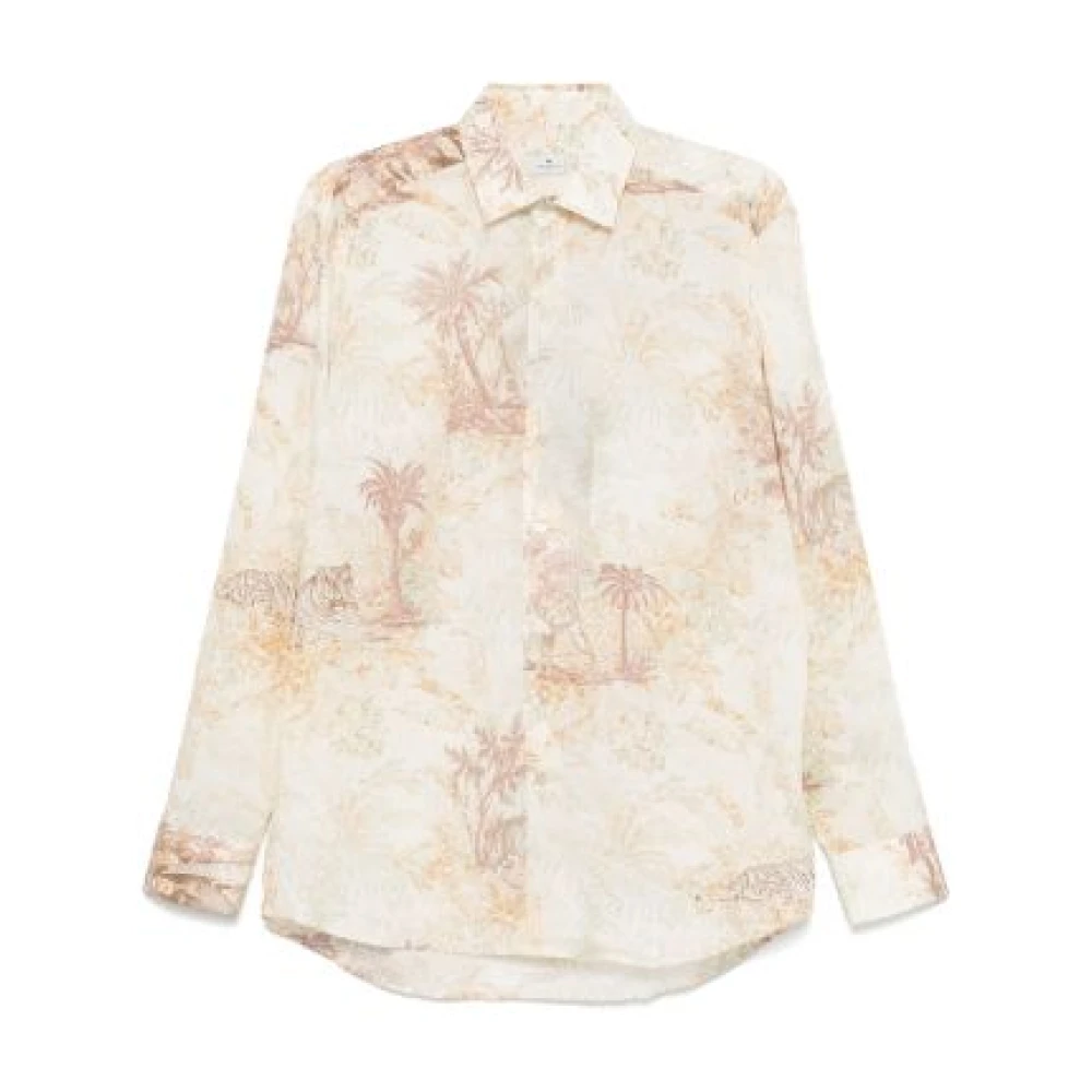 ETRO Bloemenprint overhemd met knoopsluiting Beige Heren