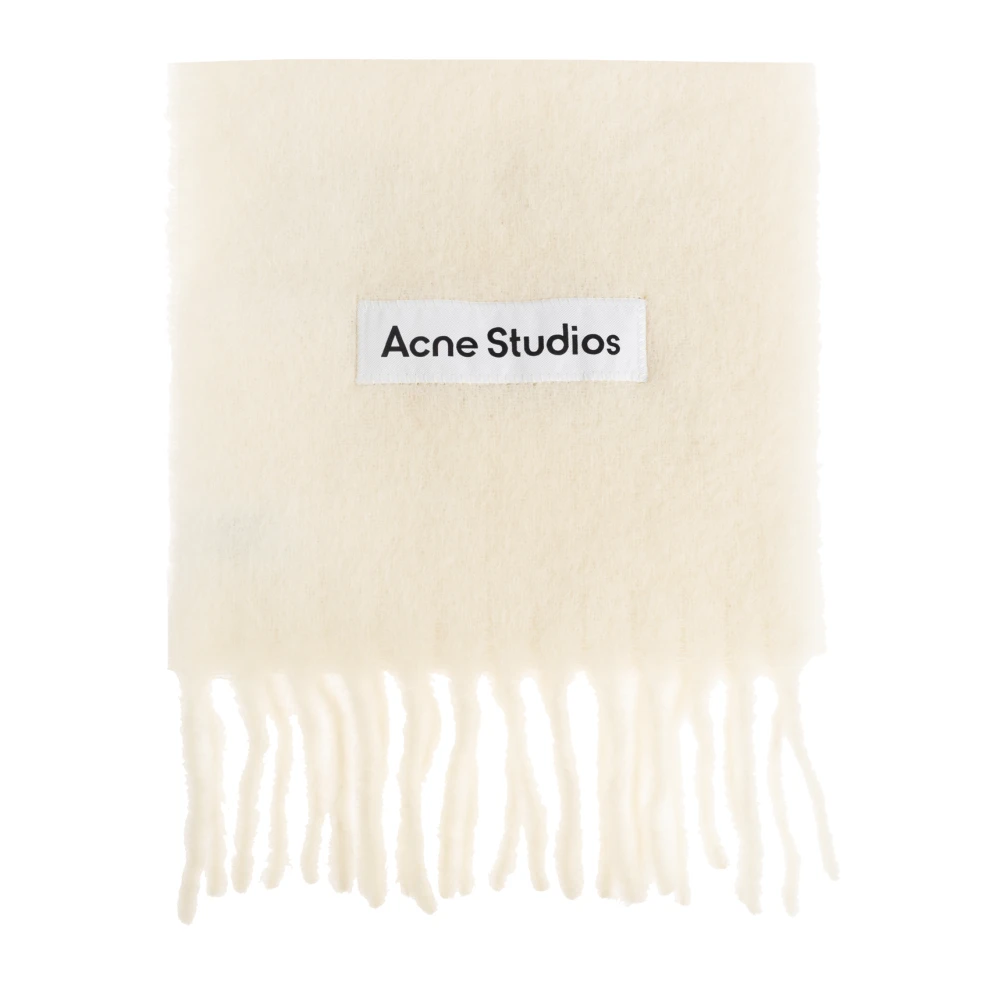 Acne Studios Unisex Beige Winter Scarves, One Size, Wool Logo Scarf